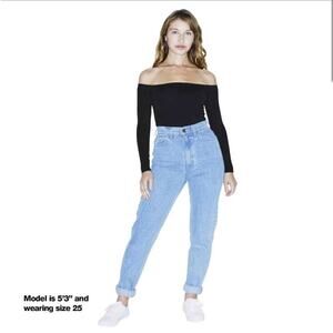 American Apparel High Waist Denim Jean Light Wash Mom Jeans - Size 31
